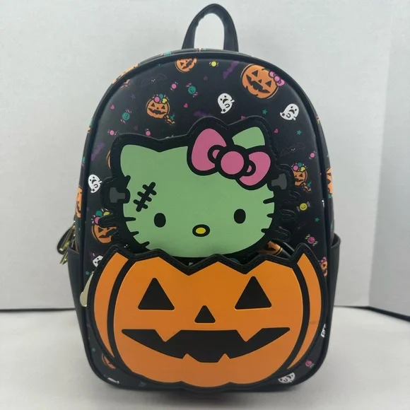 Her Universe Hello Kitty Zombie Pumpkin Glow-In-The-Dark Mini Backpack - Picture 6 of 10
